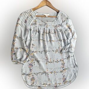 LC Lauren Conrad Floral Blouse - Soft Blue